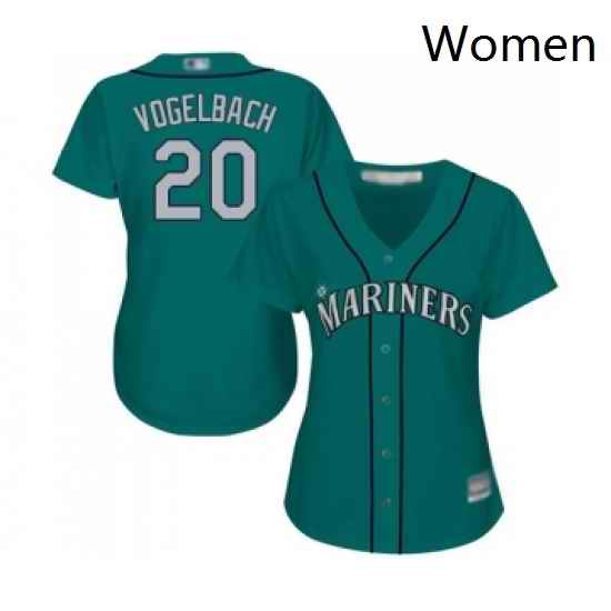 Womens Seattle Mariners 20 Dan Vogelbach Replica Teal Green Alternate Cool Base Baseball Jersey